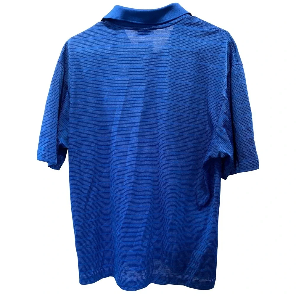 Nike Golf Dri-FIT Polo Shirt Athletic Fit Striped Blue Black Golfing Mens Size M